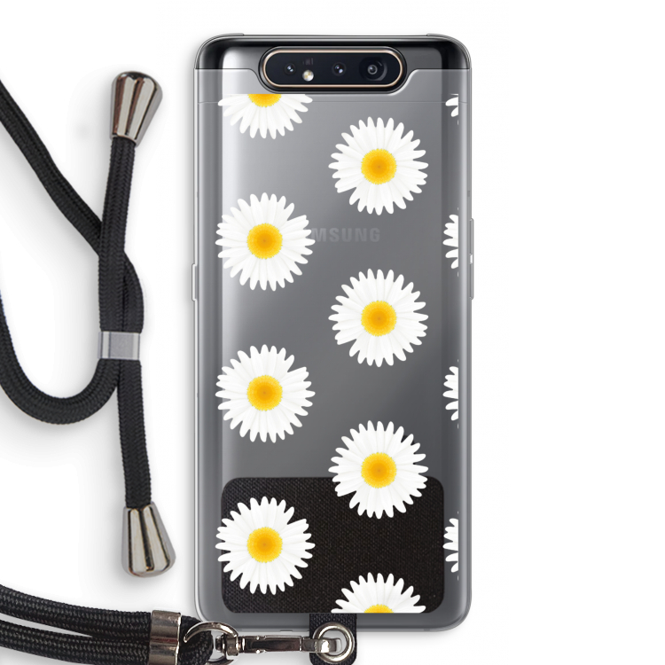 CaseCompany Margrietjes: Samsung Galaxy A80 Transparant Hoesje met koord