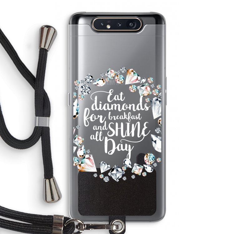 CaseCompany Diamonds: Samsung Galaxy A80 Transparant Hoesje met koord