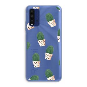 CaseCompany Cactusprint roze: Xiaomi Redmi 9T Transparant Hoesje
