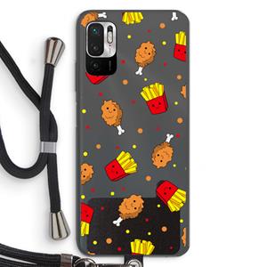 CaseCompany Chicken 'n Fries: Xiaomi Redmi Note 10 5G Transparant Hoesje met koord