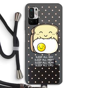 CaseCompany Sleep All Day: Xiaomi Redmi Note 10 5G Transparant Hoesje met koord