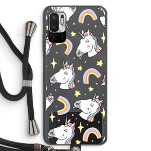 CaseCompany Rainbow Unicorn: Xiaomi Redmi Note 10 5G Transparant Hoesje met koord
