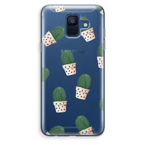 CaseCompany Cactusprint roze: Samsung Galaxy A6 (2018) Transparant Hoesje