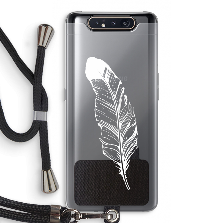 CaseCompany Pluim: Samsung Galaxy A80 Transparant Hoesje met koord