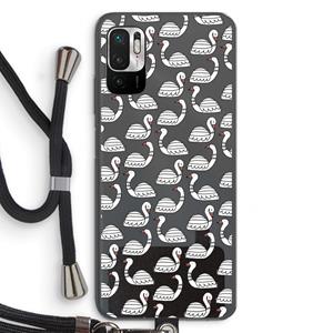 CaseCompany Zwanen: Xiaomi Redmi Note 10 5G Transparant Hoesje met koord