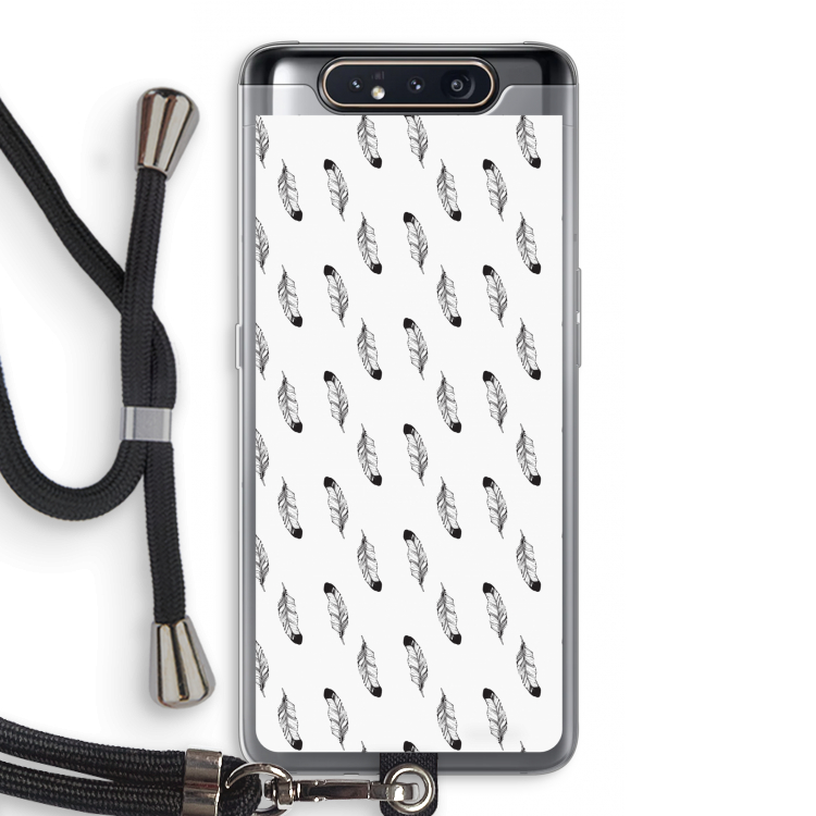 CaseCompany Pluimen: Samsung Galaxy A80 Transparant Hoesje met koord