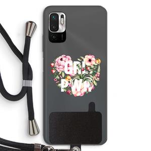 CaseCompany GRL PWR Flower: Xiaomi Redmi Note 10 5G Transparant Hoesje met koord