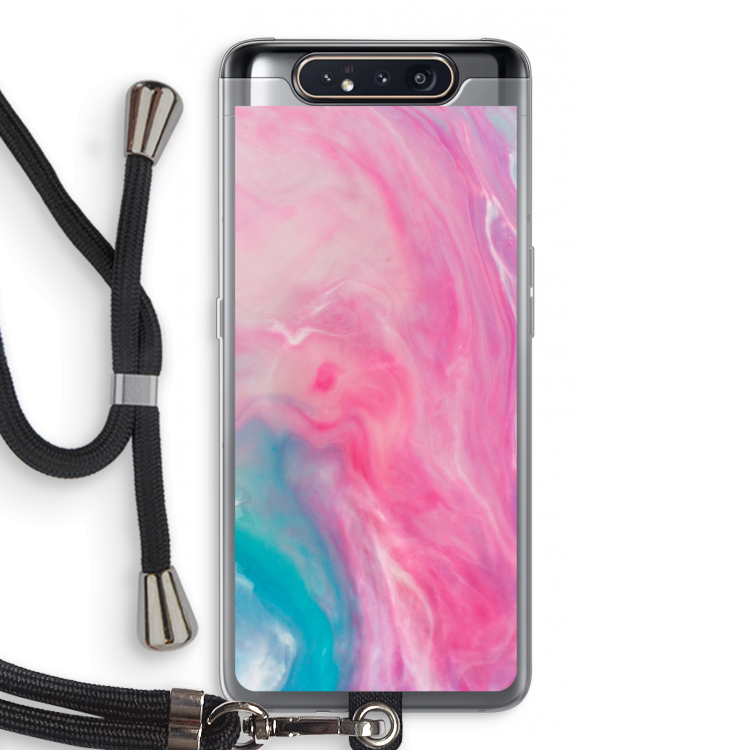 CaseCompany Roze explosie: Samsung Galaxy A80 Transparant Hoesje met koord