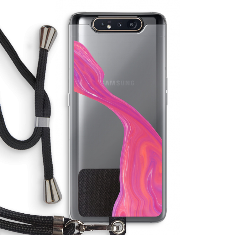 CaseCompany Paarse stroom: Samsung Galaxy A80 Transparant Hoesje met koord