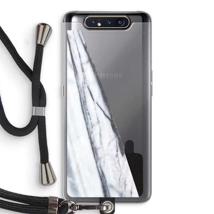 CaseCompany Gestreepte marmer: Samsung Galaxy A80 Transparant Hoesje met koord