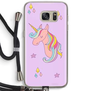 CaseCompany Roze eenhoorn: Samsung Galaxy S7 Transparant Hoesje met koord