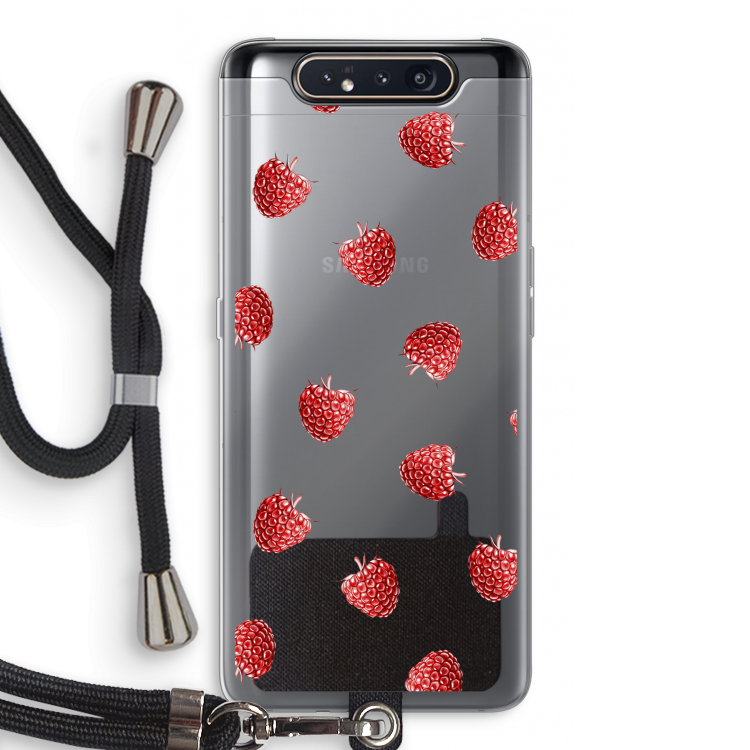 CaseCompany Framboosjes: Samsung Galaxy A80 Transparant Hoesje met koord