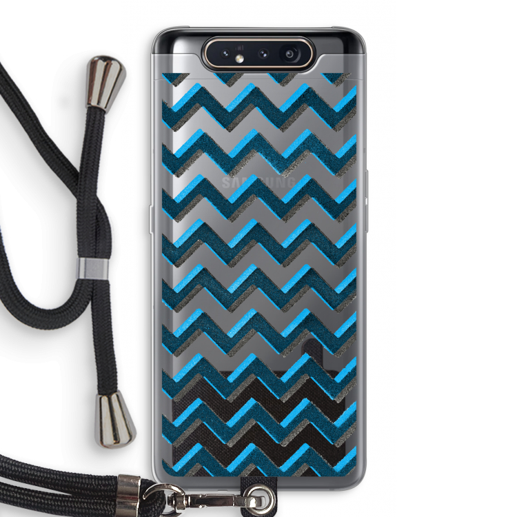 CaseCompany Onderbroken lijn: Samsung Galaxy A80 Transparant Hoesje met koord