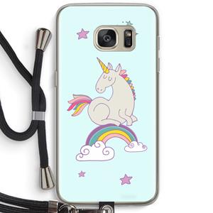CaseCompany Regenboog eenhoorn: Samsung Galaxy S7 Transparant Hoesje met koord