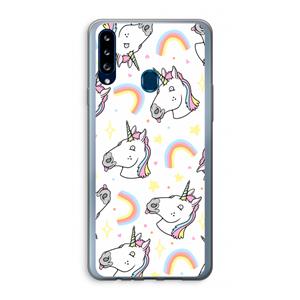 CaseCompany Rainbow Unicorn: Samsung Galaxy A20s Transparant Hoesje
