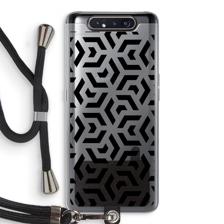 CaseCompany Crazy pattern: Samsung Galaxy A80 Transparant Hoesje met koord