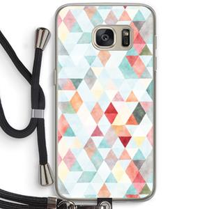 CaseCompany Gekleurde driehoekjes pastel: Samsung Galaxy S7 Transparant Hoesje met koord