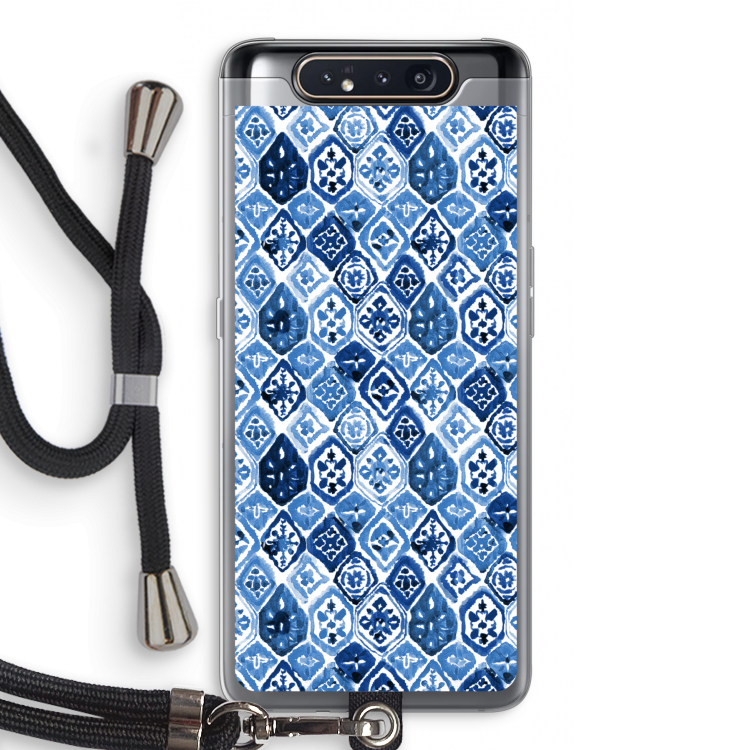 CaseCompany Blauw motief: Samsung Galaxy A80 Transparant Hoesje met koord