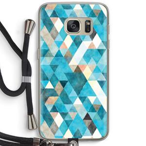 CaseCompany Gekleurde driehoekjes blauw: Samsung Galaxy S7 Transparant Hoesje met koord