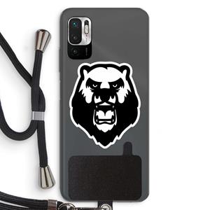 CaseCompany Angry Bear (white): Xiaomi Redmi Note 10 5G Transparant Hoesje met koord