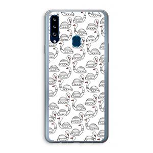 CaseCompany Zwanen: Samsung Galaxy A20s Transparant Hoesje