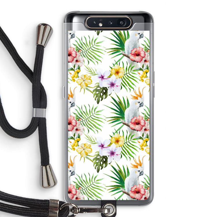 CaseCompany Gele kuif: Samsung Galaxy A80 Transparant Hoesje met koord