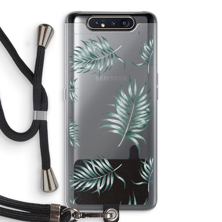 CaseCompany Simple leaves: Samsung Galaxy A80 Transparant Hoesje met koord