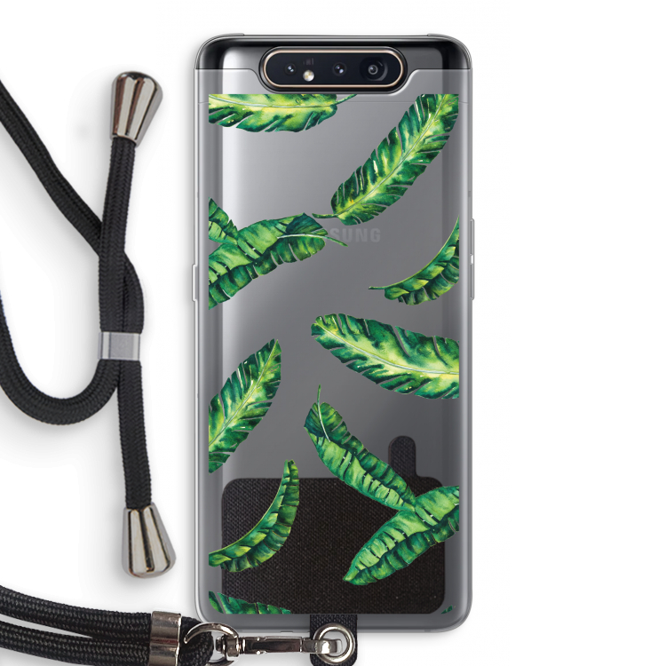 CaseCompany Lange bladeren: Samsung Galaxy A80 Transparant Hoesje met koord