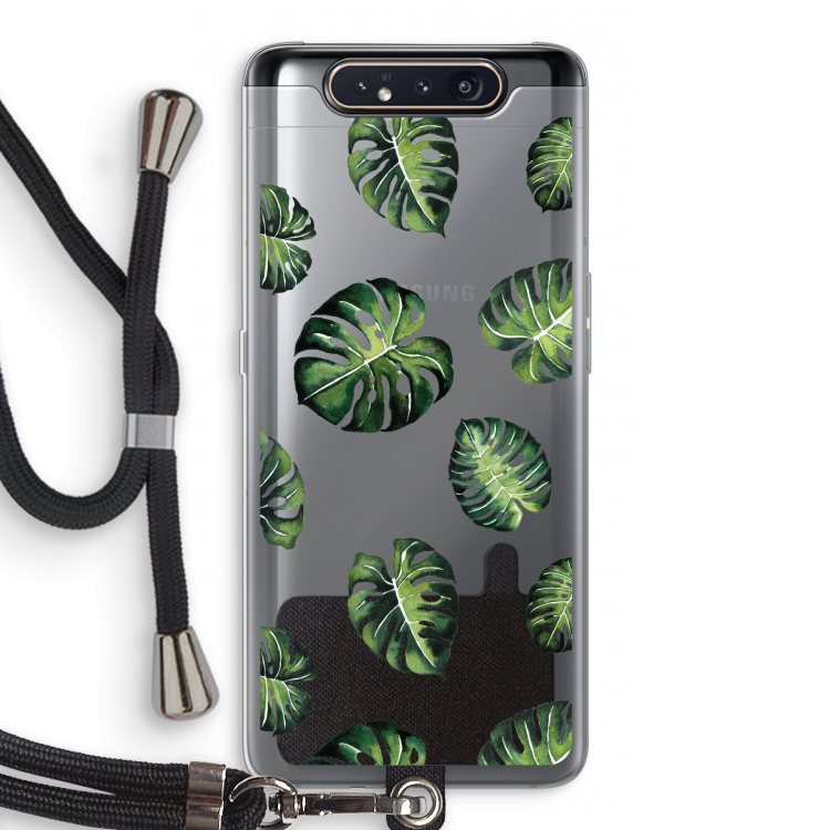 CaseCompany Tropische bladeren: Samsung Galaxy A80 Transparant Hoesje met koord