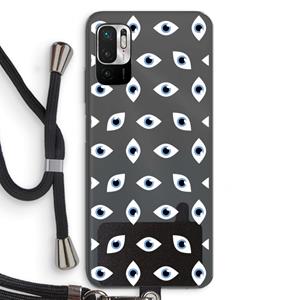 CaseCompany Eyes pattern: Xiaomi Redmi Note 10 5G Transparant Hoesje met koord