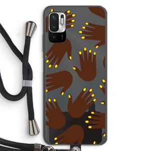 CaseCompany Hands dark: Xiaomi Redmi Note 10 5G Transparant Hoesje met koord