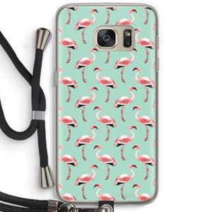 CaseCompany Flamingoprint groen: Samsung Galaxy S7 Transparant Hoesje met koord