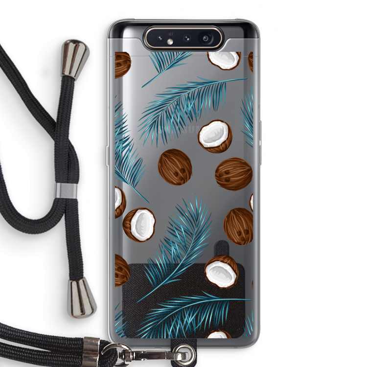 CaseCompany Kokosnoot roze: Samsung Galaxy A80 Transparant Hoesje met koord