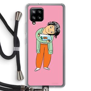 CaseCompany Visknuffel: Samsung Galaxy A42 5G Transparant Hoesje met koord