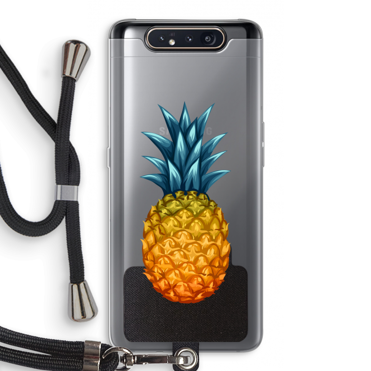 CaseCompany Grote ananas: Samsung Galaxy A80 Transparant Hoesje met koord