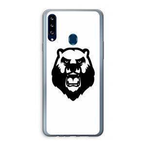 CaseCompany Angry Bear (white): Samsung Galaxy A20s Transparant Hoesje