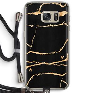 CaseCompany Gouden marmer: Samsung Galaxy S7 Transparant Hoesje met koord