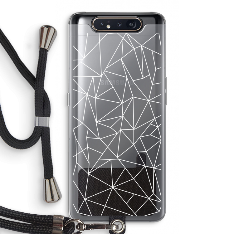 CaseCompany Geometrische lijnen wit: Samsung Galaxy A80 Transparant Hoesje met koord