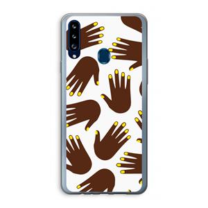 CaseCompany Hands dark: Samsung Galaxy A20s Transparant Hoesje