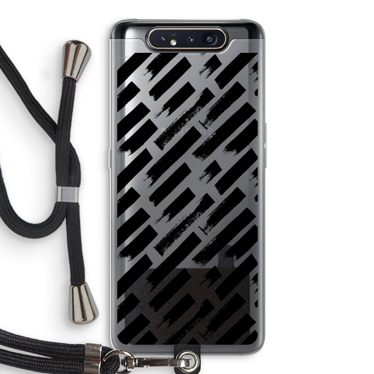 CaseCompany Zwarte vegen: Samsung Galaxy A80 Transparant Hoesje met koord