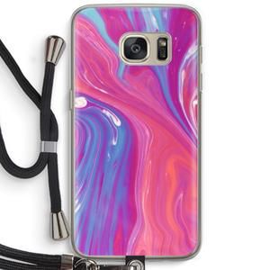 CaseCompany Paarse stroom: Samsung Galaxy S7 Transparant Hoesje met koord