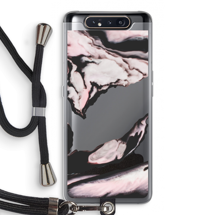 CaseCompany Roze stroom: Samsung Galaxy A80 Transparant Hoesje met koord