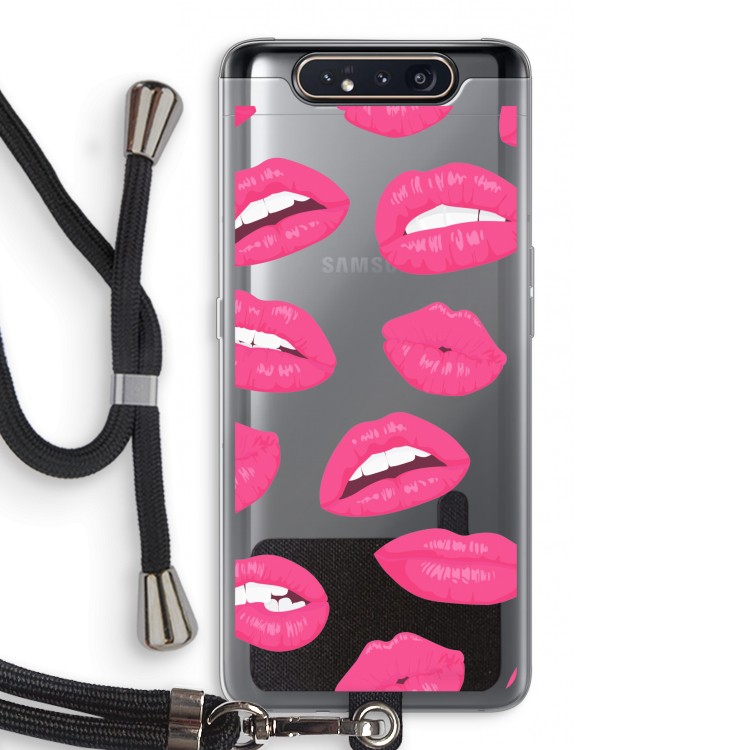 CaseCompany Bite my lip: Samsung Galaxy A80 Transparant Hoesje met koord
