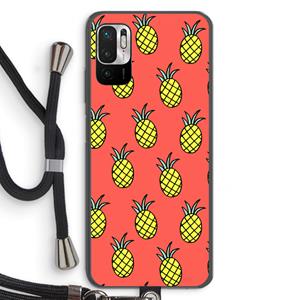 CaseCompany Ananas: Xiaomi Redmi Note 10 5G Transparant Hoesje met koord