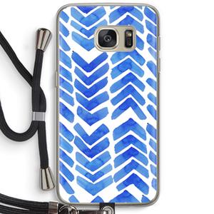 CaseCompany Blauwe pijlen: Samsung Galaxy S7 Transparant Hoesje met koord