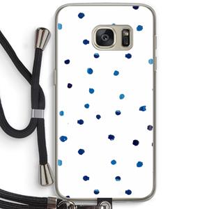 CaseCompany Blauwe stippen: Samsung Galaxy S7 Transparant Hoesje met koord
