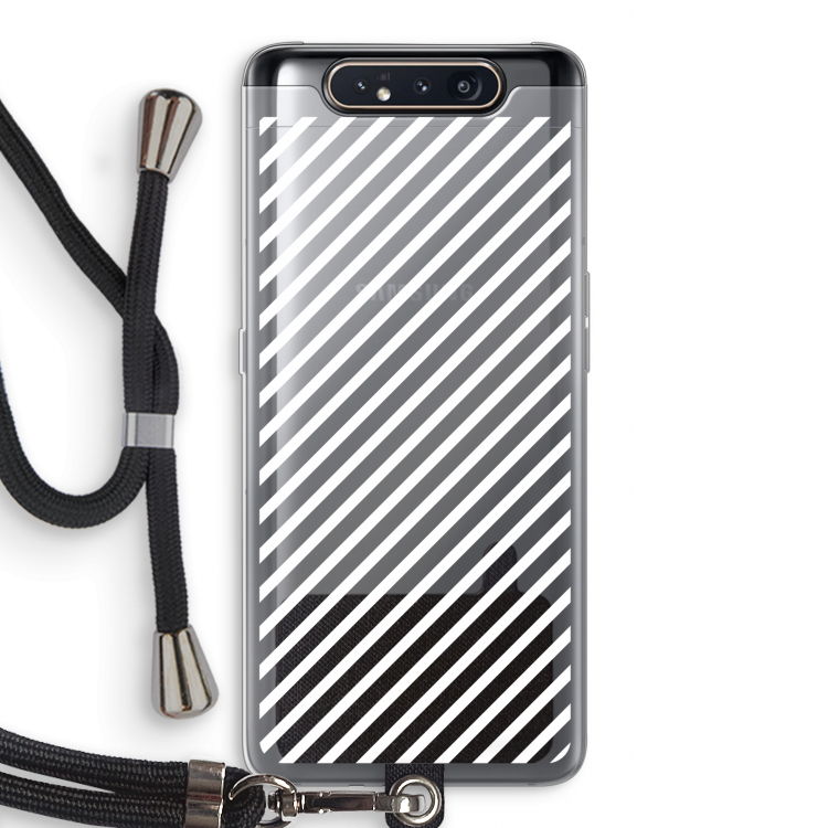 CaseCompany Strepen zwart-wit: Samsung Galaxy A80 Transparant Hoesje met koord