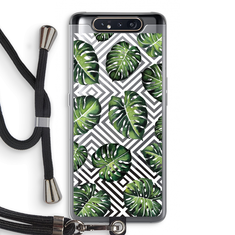 CaseCompany Geometrische jungle: Samsung Galaxy A80 Transparant Hoesje met koord