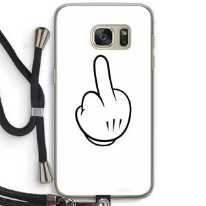 CaseCompany Middle finger white: Samsung Galaxy S7 Transparant Hoesje met koord