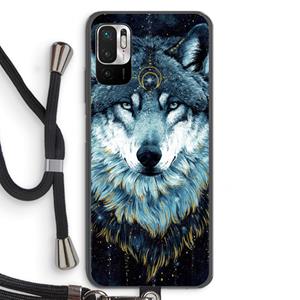 CaseCompany Darkness Wolf: Xiaomi Redmi Note 10 5G Transparant Hoesje met koord